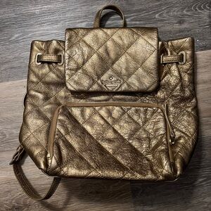 Kate Spade gold medium quilted flip top backpack